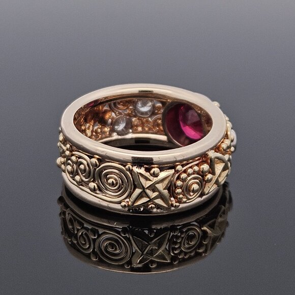14KT Yellow Gold Diamond & Natural Ruby Walkers Celtic Jewelry Band Ring 5.5 - Picture 13 of 16